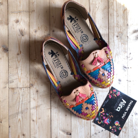 Genuine leather flats, huarache shoes, size 8 - Picture 4 of 10